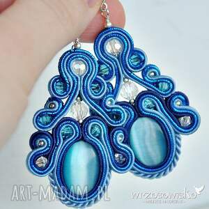 lazurowy sutasz, soutache, kolczyki soutache unikat