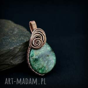 unikalny, wisiorek ze szmaragdem, wire wrapping, biżuteria artystyczna