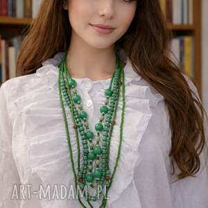 Naszyjnik Wielowarstwowy W Odcieniach Zieleni