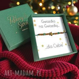 Świąteczna bransoletka handmade - zielona w pudełku Pięknych Świąt