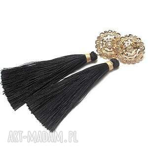 boho / rosette noir /28 03 2028/ - kolczyki chwosty, elementy metalowe