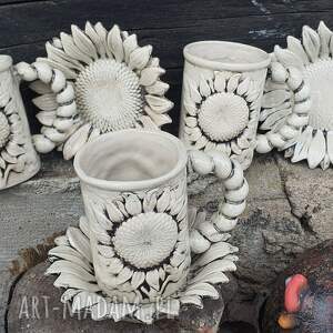 zestaw słonecznikowy - kubeczki z talerzykiem kubki ceramika prezent