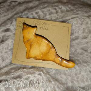 broszka ceramiczna kot, biżuteria, prezent, babci