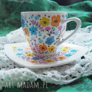 Prezent Ręcznie malowany zestaw do kawy herbaty Filiżanka ze spodkiem