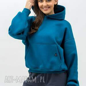 bluza z kapturem ciepła - duygu petrol, dres damski