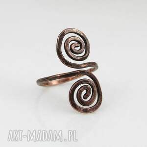 wężowy - rozm m miedziany pierścionek 2510 19 ooak, biżuteria słowiańska