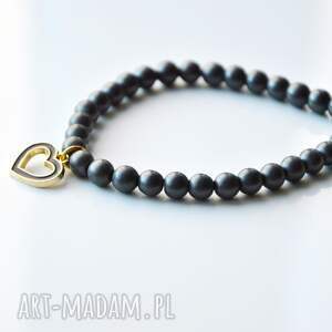 ręcznie zrobione bracelet by sis: serce w stalowo szarym hematycie