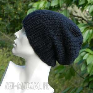 handmade czapki 100% wool unisex klasyk:) zimowa wełniana czapka czarna