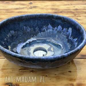 Owalna umywalka ceramiczna Głębia Oceanu - handmade