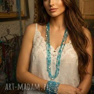 Komplet biżuterii „Lazurowe Wybrzeże” - Naszyjnik i bransoletka