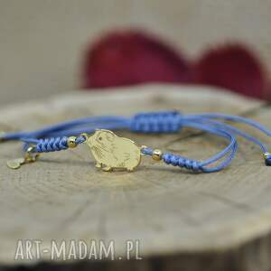 morska bransoletka, srebro 925 pozłacane, zwierzątko, świnka