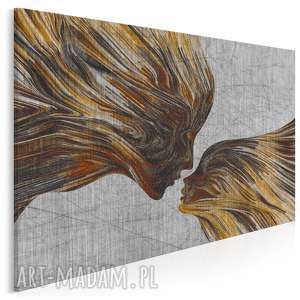 obraz na płótnie - twarze pocałunek brązowy - 120x80 cm (13503)