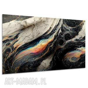 Obraz abstrakcyjny Fluid Art czarny złoty kosmos 120x80