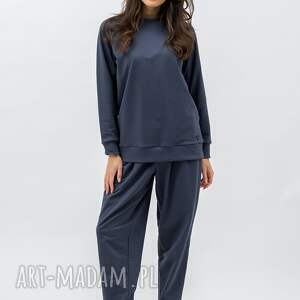 KOMPLET DRESOWY DAMSKI ADALET GRAFIT, spodnie boho, bluza basic