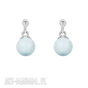 srebrne kolczyki z niebieską perłą swarovski® crystal