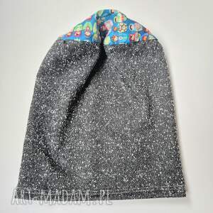 Ruda Klara, czapka szara smerfetka codzienna materiał rozciągliwy miękki czapka