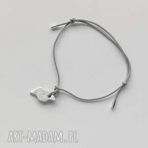 usta bransoletka, sznurek, regulowane, srebro