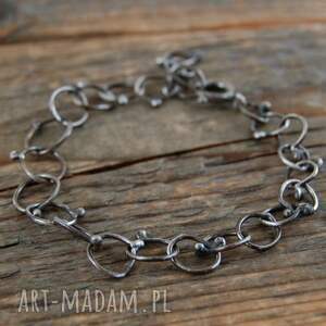 srebrny łańcuch bransoleta, oksydowane srebro, oksydowana