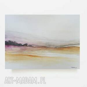 Sygnowana akwarela pejzaż 18 x 25 cm - ręcznie malowany obraz