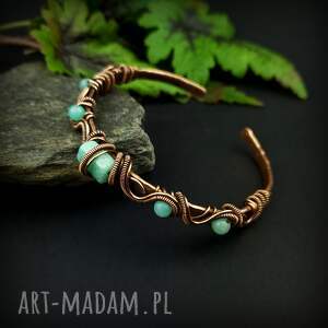 Ozdobna bransoleta mankietowa z amazonitem handmade