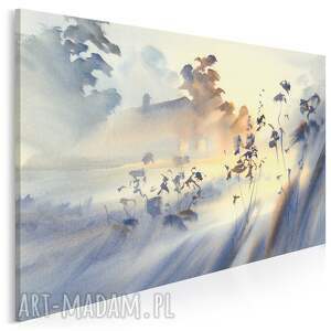 obraz na płótnie - mgła pejzaż natura rozmyty łąka 70x50 cm 97001