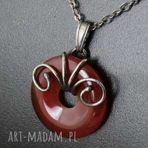 naszyjnik evra - karneol w srebrze srebro, czerwony wisior, prezent