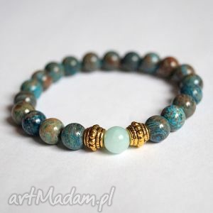 handmade bransoleta african turquoise&mint jade