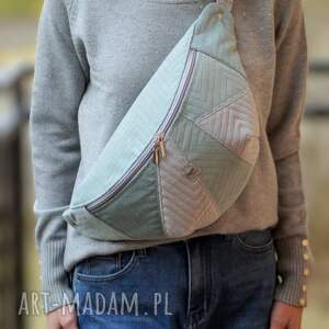 Prezent szaro miętowa damska nerka XXL, mini plecak, nerkoplecak