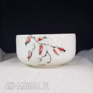 ręcznie wykonane ceramika czarka porcelanowa z dziką różą