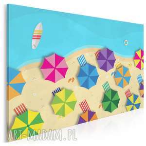 obraz na płótnie - plaża morze wakacje 120x80 cm 94901, parasole japonki