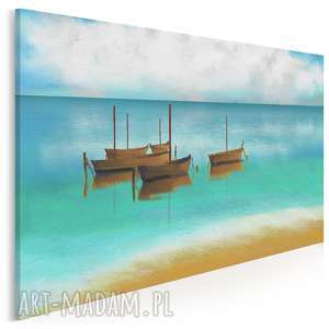 obraz na płótnie - łodzie pejzaż morze modny - 120x80 cm (91401)