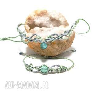 Prezent OGRÓD fluoryt w makramie komplet - delikatna kolia