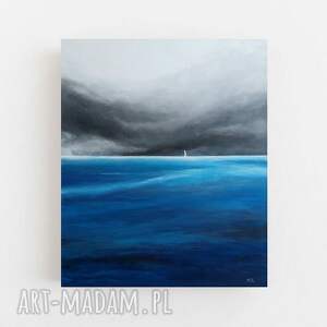 biała łódź-obraz akrylowy formatu 50/60 cm, morze