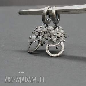 kryształ górski - kolczyki 010, biżuteria autorska srebro oksydowane nowoczesna