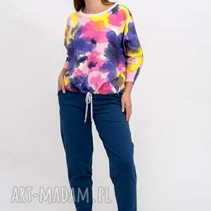 komplet damski verona kolorowa/denim pracy, bluza nietoperz