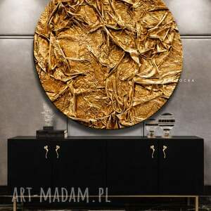 złote okrągłe obrazy na plotnie scianę, obraz