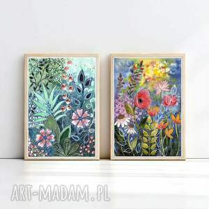 Zestaw 2 prac A3, akwarela, łąka, ilustracja, trawy, kwiaty