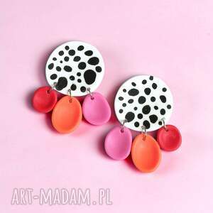 Duże kolorowe kolczyki z żywicy PSTRO handmade