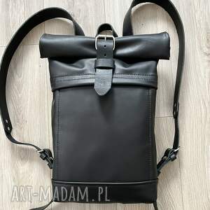 ręcznie wykonane plecak czarny ze skóry format A4 ręcznie uszyty
