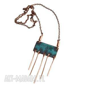 wisior z patynowanej miedzi /5/, naszyjnik miedziany