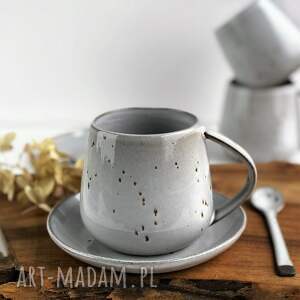 kubek ze spodkiem i łyżeczką - cappuccino ceramika filiżanka prezent