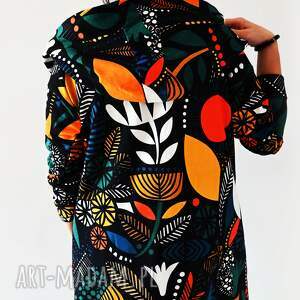 african batic długa bluza oversize z wzorzystej tkaniny xl