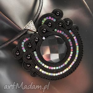 back to black - wisior soutache, sutasz, onyks, hematyt naszyjniki