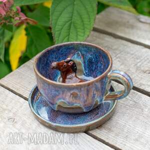 ręcznie zrobione ceramika filiżanka z koniem | opal | filiżanka do kawy | gniady | ok