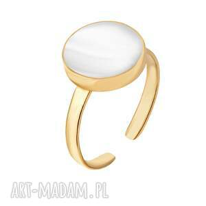 złoty pierścionek z perłowym kołem - SOTHO biżuteria pierścionki