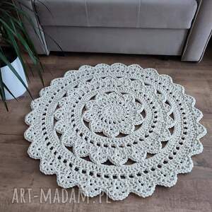 dywan ze sznurka bawełnianego szydełkowy 80cm salonu