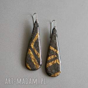 wiszące kolczyki z masy papierowej, biżuteria artystyczna, prezent dla żony