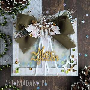 kartka shaker - zimowa 2, zima, uniwersalna, prezent, unikatowa, kwadratowa