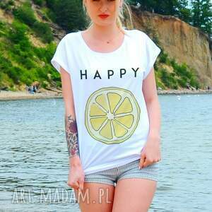 ręczne wykonanie koszulki happy lemon oversize t-shirt