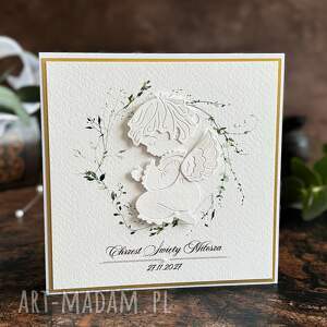 Personalizowana kartka na chrzest chłopca w ozdobnej kopercie, 63, pamiątka chrztu, handmade, prezent